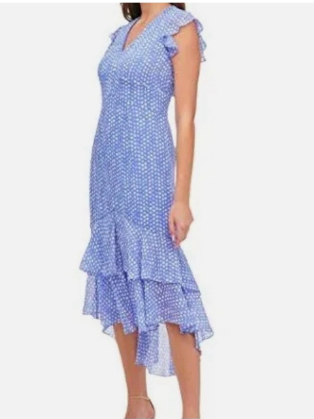 Tommy Hilfiger Blue and White Tiered Ruffle Sundress